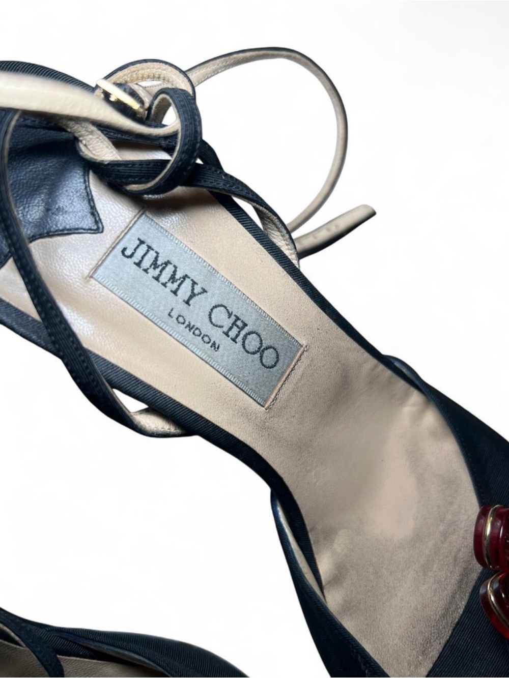Vintage Jimmy Choo Floral Black Strappy Heels - Picture 5 of 7